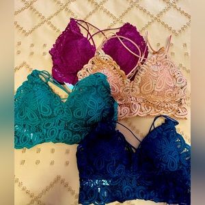 4 PINK Lace Bralettes